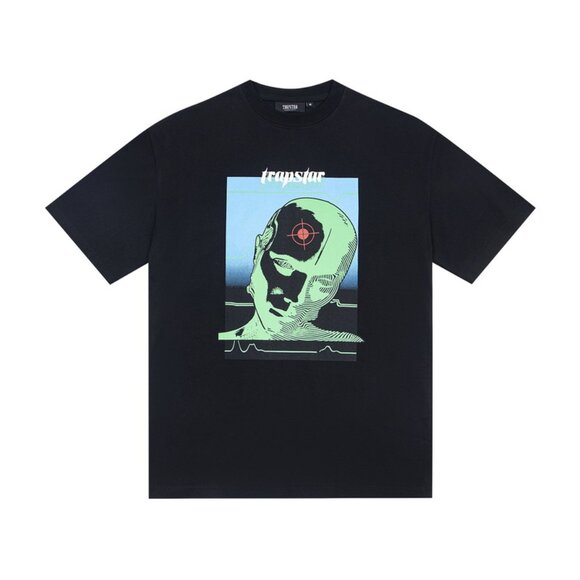 Trapstar Green Portrait Print Black T Shirt - Picture 1 of 5